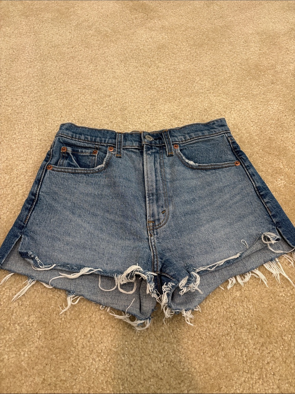 High-Waist Distressed Denim Women’s Shorts - Blue size 25